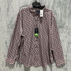 Society of Threads Men's Button Up Shirt Performance Long Sleeve Floral Rose XXL